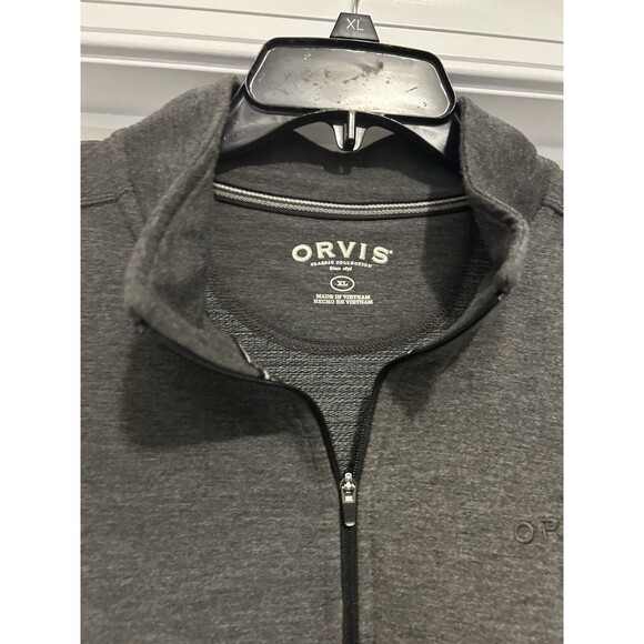 Orvis Shirt Mens XL Heather Gray French Terry 1/4 Zip Pullover Long Sleeve Soft - Picture 2 of 6